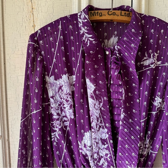 -VINTAGE PURPLE FLORAL DRESS- - Picture 4 of 7